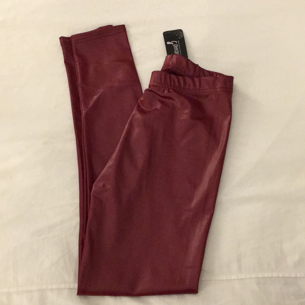Red leather leggings